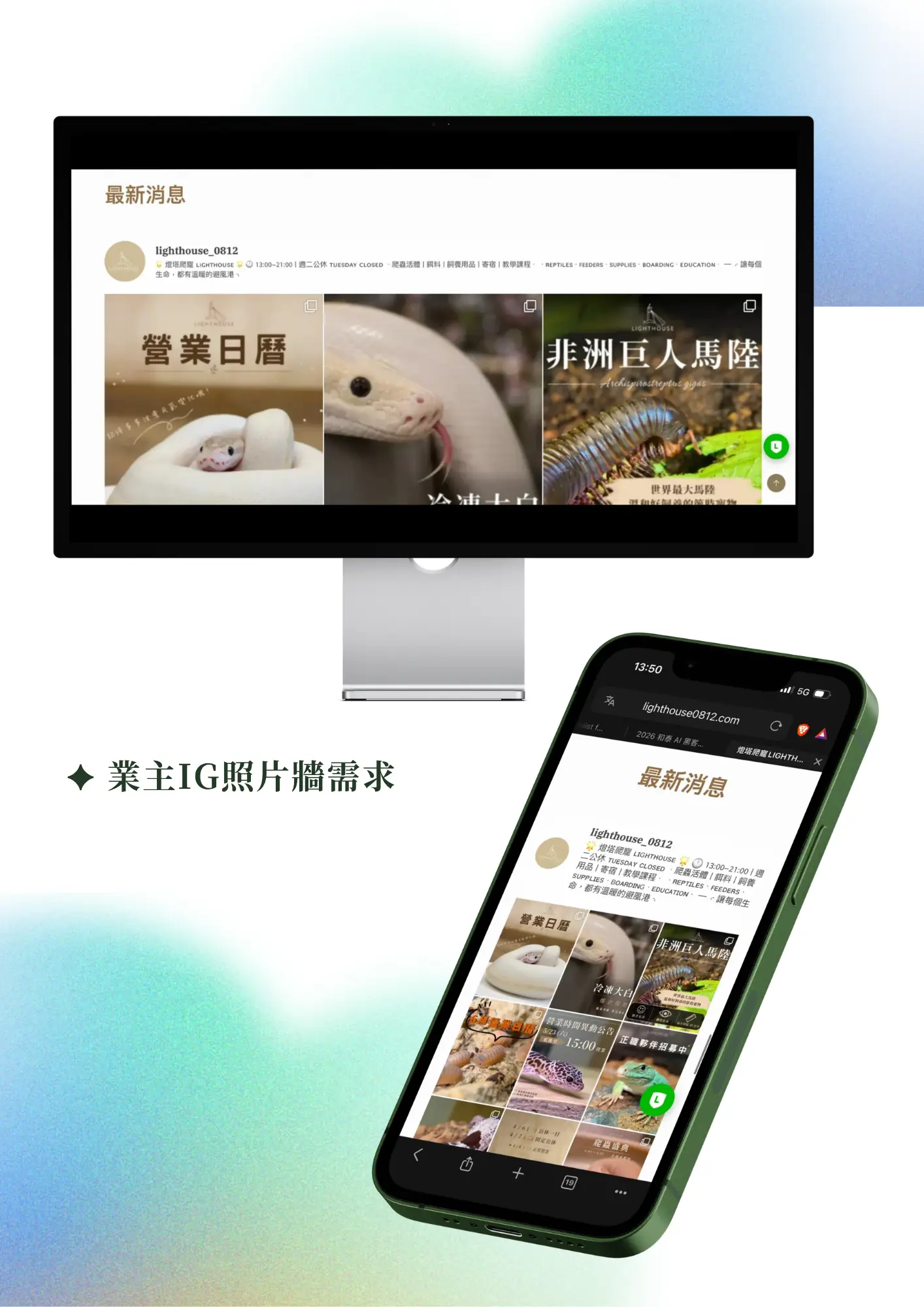 燈塔爬寵LIGHTHOUSE品牌官方網站 良森打造合作案例:燈塔爬寵rwd網站設計 ig照片牆