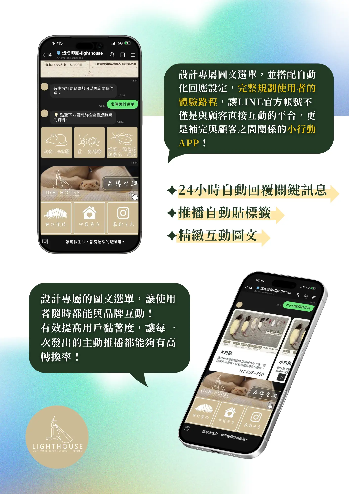 燈塔爬寵LIGHTHOUSE品牌官方網站 良森打造數位行銷,合作案例中燈塔爬寵line官方帳號優化內容